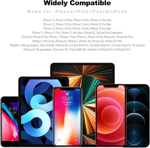Vista 8 de Cargador corto para iPhone de 1 pie, paquete de 3 [certificado Apple MFi], cable USB a Lightning, cable de carga rápida trenzado de nailon