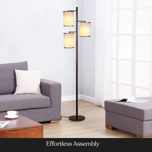 Vista 7 de Brightech Liam - Lámpara de pie, gran decoración de sala de estar, lámpara de árbol alto para oficinas, lámpara de pantalla de linterna asiática
