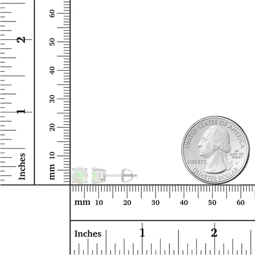 Vista 4 de Aretes de tuerca solitario de plata de ley 925 chapados en oro de 14 quilates, hipoalergénicos, 0.236in, piedra natal auténtica, con rosca, Metal
