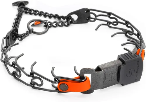 Vista 13 de Collar para Perro Herm Sprenger de Acero Inoxidable Negro con Hebilla de Liberación Rápida ClicLock y Inserción de Biothane Collar de Entrenamiento