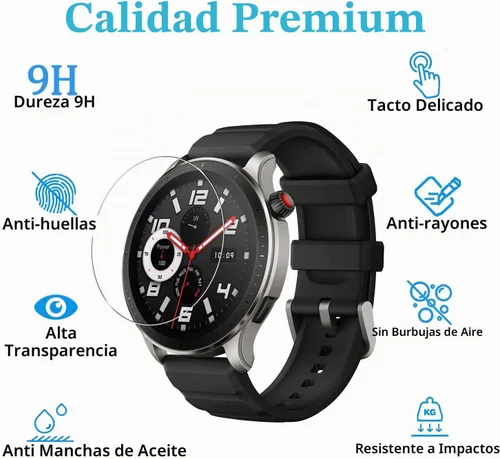 Vista 2 de Protector de pantalla de vidrio templado para Amazfit GTR 4, antiarañazos, antirreflejos, antihuellas, compatible con Amazfit GTR 4