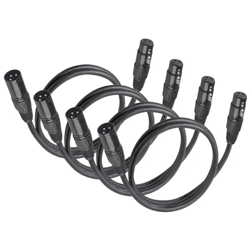 Vista 7 de Cables XLR, cable DMX macho a hembra (paquete de 2), cable de micrófono XLR de 4 pies/3.9 ft, terminador DMX ligero conector de 3 pines