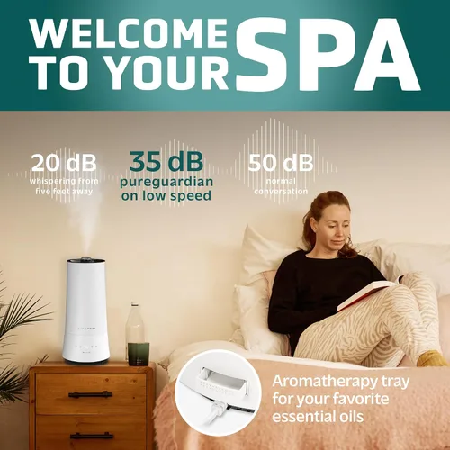 Vista 6 de PureGuardian Humidificador ultrasónico de niebla fría de 90 horas, 1.6 galones de llenado superior para habitaciones grandes con humidistato