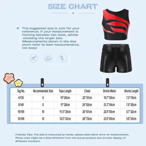 Vista 7 de Conjunto deportivo de 2 piezas para niñas, camiseta sin mangas brillante con pantalones cortos, para gimnasio, deportes, leotardo, entrenamiento