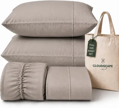Vista 95 de CLOUDSCAPE LINEN 400TC 100% Egyptian Cotton Luxury Twin Bed Sheets - White