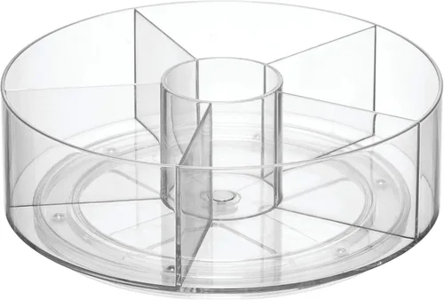 Vista 5 de iDesign Cabinet Binz - Organizador de té giratorio dividido, 9 x 9 x 3.01 pulgadas, transparente