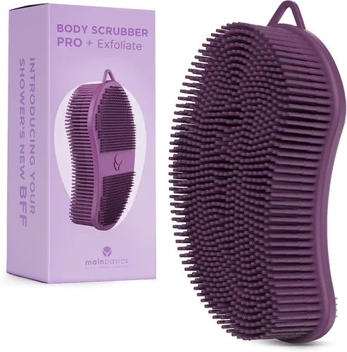 Vista 16 de MainBasics - Limpiador corporal de silicona de doble cara, negro, masaje Limpiador de ducha con nodos de masaje, alternativa de esponja