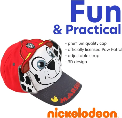 Vista 3 de Nickelodeon Paw Patrol 3D Ear Gorra de béisbol de algodón para niños Chase & Marshall (niño)