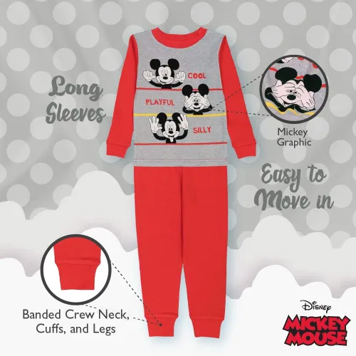 Vista 4 de Disney Boys' Mickey Mouse Snug Fit Cotton Pajamas