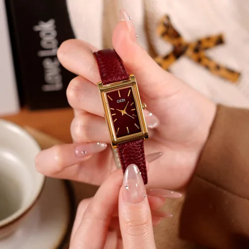 Vista 3 de FANMIS Reloj de pulsera rectangular vintage para mujer, reloj de cuarzo analógico para mujer, ultrafino, reloj de pulsera para mujer, reloj