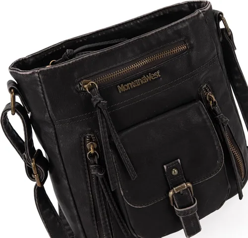 Vista 3 de Montana West Crossbody Bag for Women Soft Washed Leather Multi Pocket Shoulder Purses
