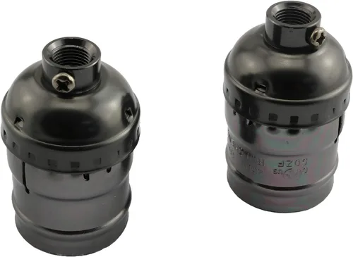 Vista 3 de DZS Elec 2 unids E26 /E27 Metal Shell luz zócalos negro lámpara base accesorios de iluminación soporte bombilla Edison Vintage luces