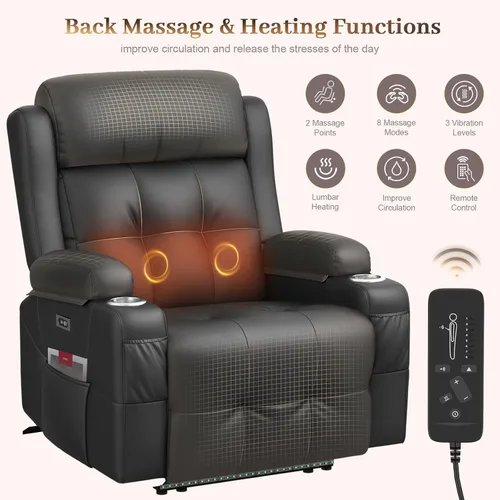 Vista 65 de Sofá de Dos Plazas Reclinable, Sofá Reclinable de Masaje con Gran Capacidad de Peso, Silla de Dos Plazas para RV en Liquidación con Consola, USB