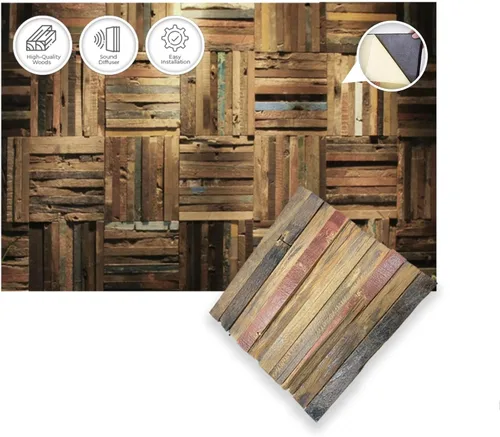 Vista 12 de 1 Panel de arte de pared de madera de Finlandia de alto grado estilo bloque estético Difusor de sonido acústico STC 27 Decoración para el hogar