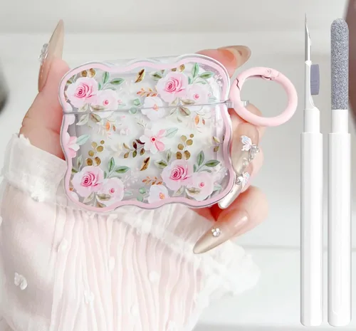Vista 15 de Linda funda transparente para AirPods de 3ª generación, color verde, diseño de lazo femenino, TPU suave, a prueba de golpes, Kawaii Airpods