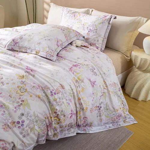 Vista 27 de OAITE - Juego de funda de edredón individual con patrón floral de 600 hilos, ultrasuave, 100% algodón, fibra larga, juego de 3 piezas, transpirable