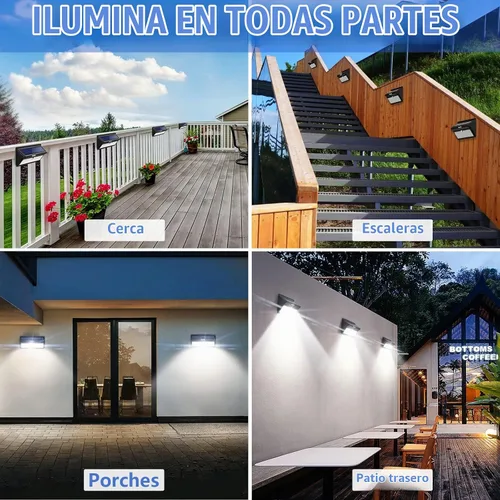 Vista 2 de Luces solares impermeables para exteriores, 100 LED, sensor de movimiento de seguridad, luces solares para exteriores, para puerta delantera, patio