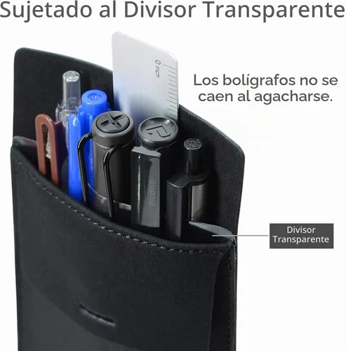 Vista 3 de diodrio Protector de bolsillo para hombre, soporte de bolsillo de cuero Negro