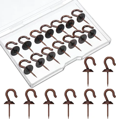 Vista 9 de Hotop 30 piezas de ganchos de pared con tachuelas de pulgar de hierro, ganchos de metal, tachuelas decorativas para cuadros, para 9 kg, para el Negro