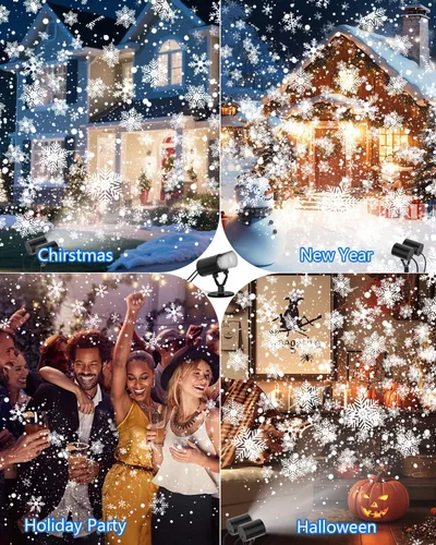 Vista 6 de AKSDA Proyector de Luces de Copo de Nieve de Navidad para Exteriores, Doble Cabezal Mejorado 2025, Rotación de 360°, Impermeable IP65, Función