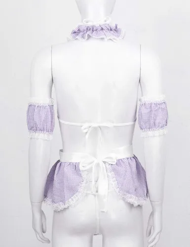 Vista 5 de MSemis Disfraz de sirvienta francesa japonesa para mujer, disfraz de anime, ropa de noche para colegiala
