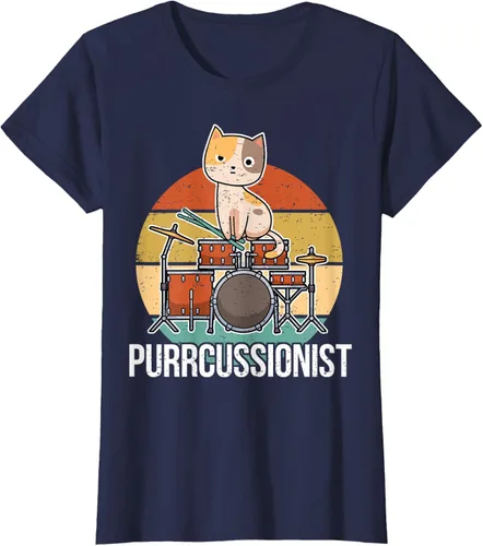 Vista 43 de Funny Percussion Drummer Drumming Drums Saying I Kitten Cat Camiseta, Negro, S
