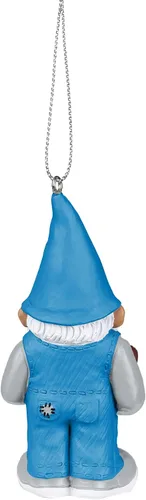 Vista 2 de FOCO - Adorno colgante de resina de gnomo de 3.5" con licencia oficial de la NFL para árbol de Navidad, equipo de los Detroit Lions