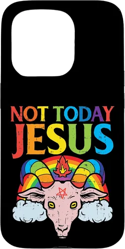 Vista 14 de Today Not Jesus Satan Goat Satanic Rainbow Satanism Gift Case for iPhone 17