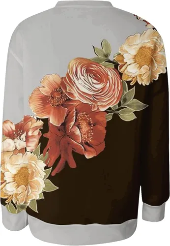 Vista 5 de EOPUING Sudaderas de cuello redondo para mujer, sudaderas con capucha para otoño, cálidas, recortadas, ligeras, para mujer