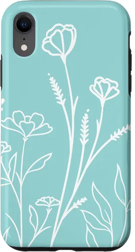 Vista 8 de iPhone 15 lindo verano flores silvestres diseño en azul verde pastel caso
