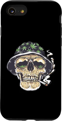 Vista 18 de Funda para iPhone 16 Marihuana Smoking Skull Camo Island Chilling Weed Stoner 420
