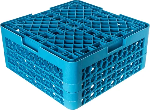 Vista 4 de Carlisle FoodService Products OptiClean Estante de Plástico con 25 Compartimentos para Vasos Divididos, Azul, 8.72