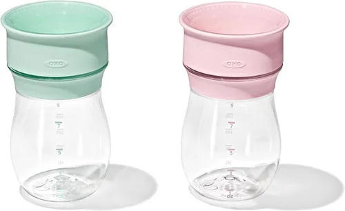 Vista 9 de OXO Tot Transitions - Taza de 360 onzas, 6 onzas con asas, ópalo y flor, paquete de 2