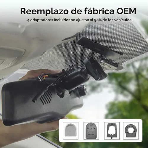 Vista 2 de KBD Cámara de espejo retrovisor OEM para automóvil con SD, frontal de 2K y trasera de 1080P de 9.66'' con cámara de respaldo, pantalla táctil