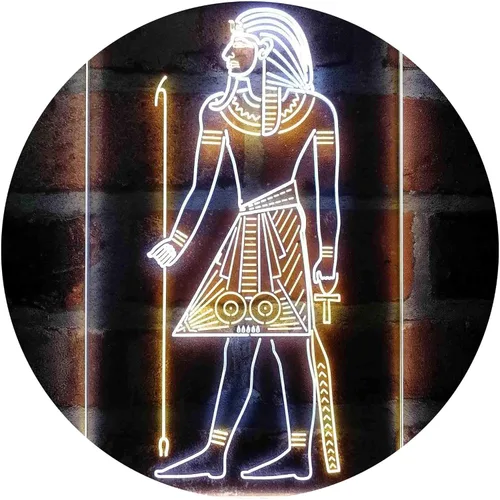 Vista 15 de ADVPRO Pirámides egipcias Antiguo Egipto Menes Faraón Hombre Dual Color LED Neon Sign Azul y Rojo 8 x 12 pulgadas st6s23-i4050-br