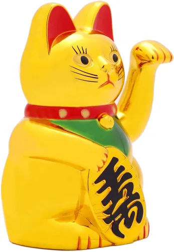 Vista 3 de IBWell Maneki Neko Lucky Cat,Fengshui - Brazo agitador de gato con pilas para dinero de fortuna y buena suerte (5 pulgadas)