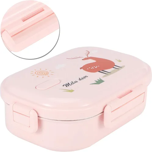 Vista 6 de Vbestlife Contenedor de alimentos, caja Bento de 24.3 fl oz, aislada a prueba de fugas para niños y adultos (color puro en polvo-ciervo)