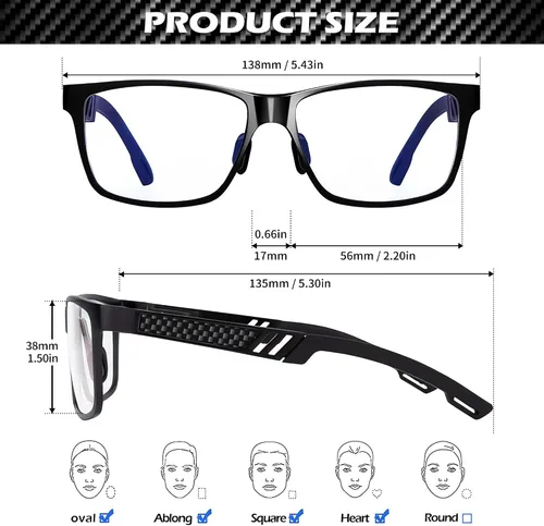 Vista 4 de ANYLUV Blue Light Blocking Glasses Men Computer Gaming Glasses Lightweight Al-Mg Metal Anti Eyestrain Eye Protection