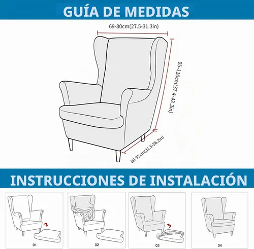Vista 5 de HZDHCLH Fundas para silla de ala de 2 piezas, fundas de silla de ala de elastano elásticas para sillón del salón, fundas lavables para sofá