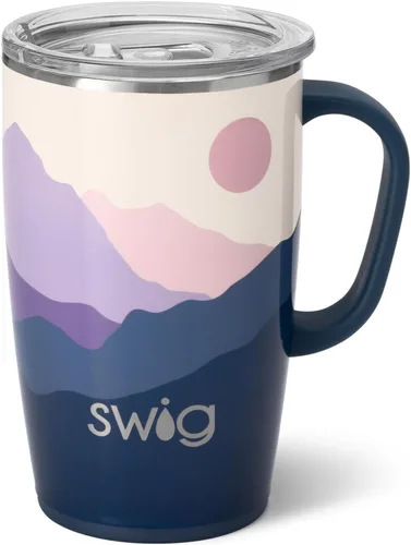 Vista 15 de Swig Life Taza de Viaje de 18 oz, Vaso Aislante con Asa y Tapa, Taza de Café de Viaje, Compatible con Portavasos, Acero Inoxidable, Vaso de 18 oz
