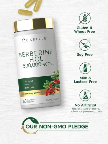 Vista 5 de Carlyle Suplemento de berberina HCL 500,000mcg 60 cápsulas