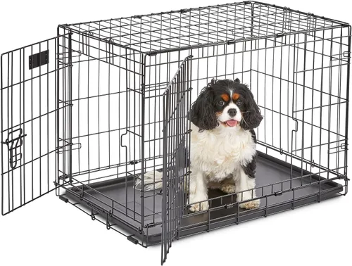 Vista 13 de MidWest Homes for Pets - Canil para perros iCrate de una y dos puertas mejoradas, incluye bandeja a prueba de fugas, patas protectores de suelos