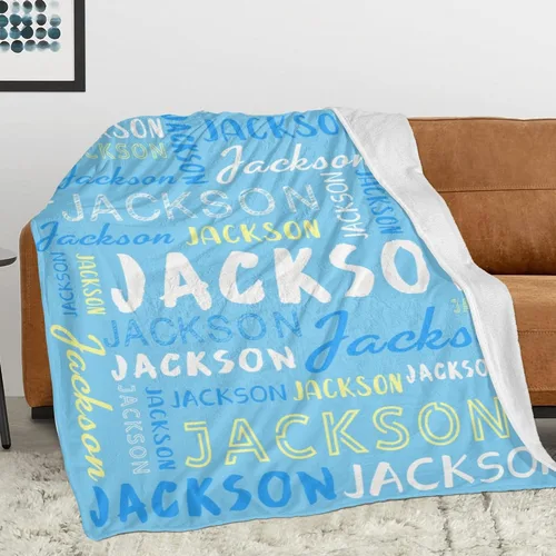 Vista 2 de Manta personalizada con nombre, manta personalizada con nombre y texto para adultos, niños, cumpleaños, Navidad, Día de la Madre, Padre, Día de San
