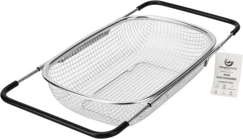 Vista 9 de ZDRongZhen Accesorios de Cocina Colador Escurridor Cesta Sobre el Fregadero, Colador de Acero Inoxidable con Agarre de Goma Expandible Escurridor
