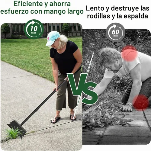 Vista 6 de Raspador de Pala Plana para Jardín, Pala Multifuncional de Limpieza de Jardín con Mango Largo de 59 Pulgadas, Raspador de Piso Resistente