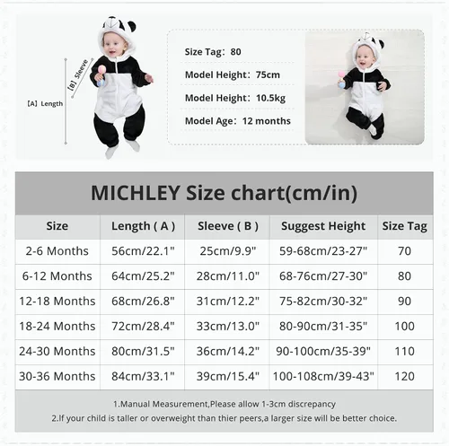 Vista 2 de MICHLEY Disfraz unisex de animal para bebé, para invierno, otoño, con capucha, para Halloween, cosplay, trajes