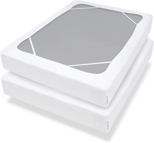 Vista 11 de Funda de somier tamaño Queen con material tejido suave y elástico, solo cubre lados, alternativa para falda de cama, resistente a las arrugas y a