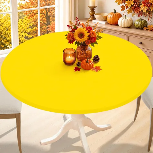 Vista 20 de Smiry - Mantel redondo de elastano, manteles ajustados lavables elásticos para mesas de 36 a 44 pulgadas, cubierta de mesa de picnic elástica