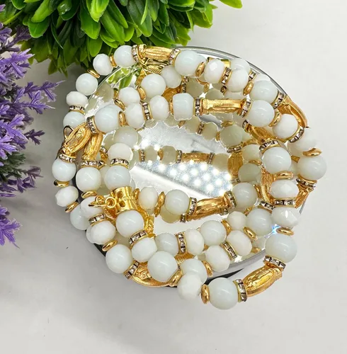 Vista 3 de Pulsera Rosario Lady Guadalupe Blanca – Bautizo Favor/Virgen De Guadalupe/Bautizo Recuerdos de Bautizo/Quinceañera/Baby Shower – 12 PCS