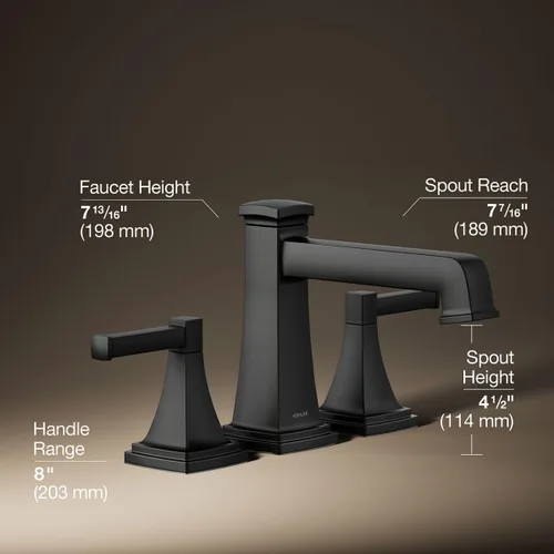 Vista 3 de Kohler T26436-4-BL RIFF Grifo de baño con boquilla desviadora y dos manijas de palanca, negro mate